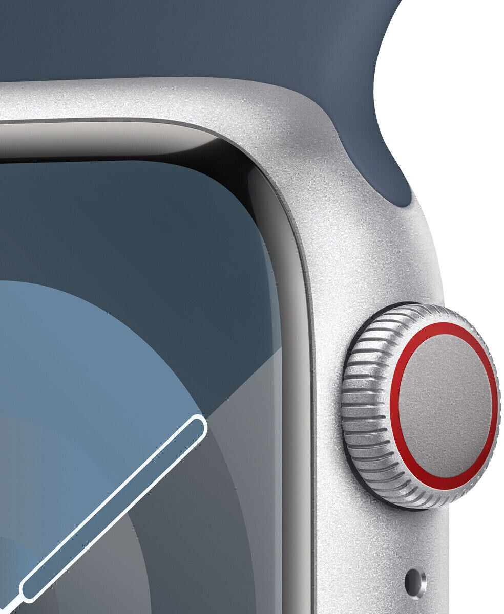 Apple Watch Series 9 4G 41mm Aluminium Silber - Sportarmband Sturmblau M/L, GPS, LTE, 18h Akkulaufzeit Apple Watch Series 9 4G 41mm Aluminium Silber - Sportarmband Sturmblau M/L, GPS, LTE, 18h Akkulaufzeit